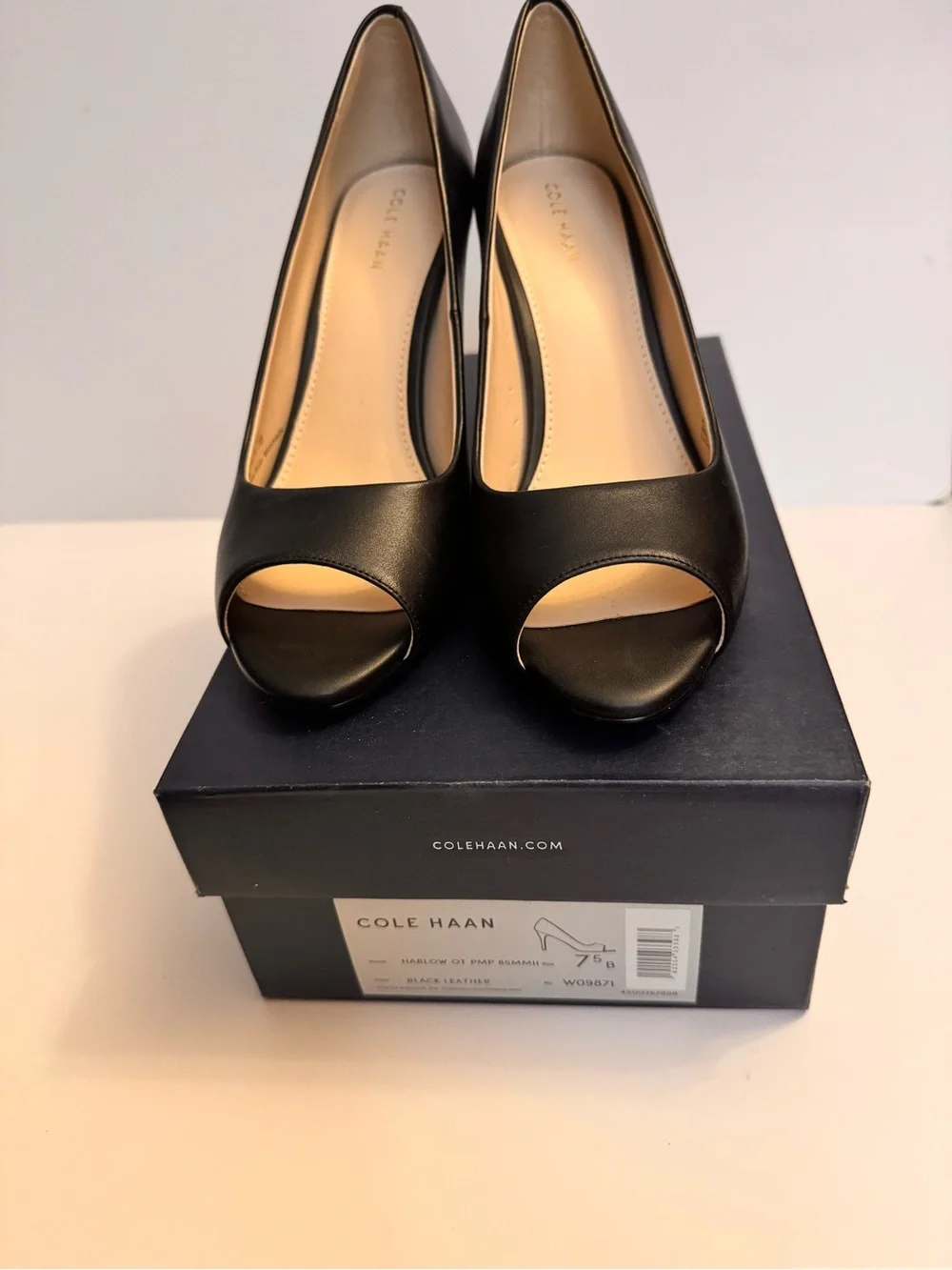 Cole Haan Black Peep-Toe Heels - Picture 2 of 6
